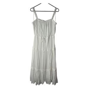 Paige Amity Dress Size Small White Sleeveless Tiered Ruffle Midi Cottage Prairie